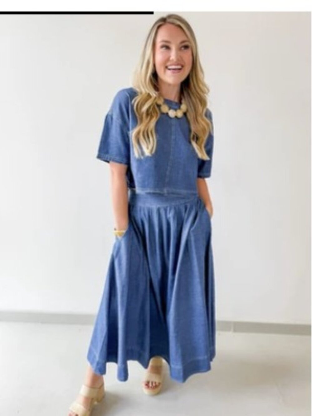 Denim Top and Skirt Set | Blu Pepper | Hot Item! - Picture 4 of 5